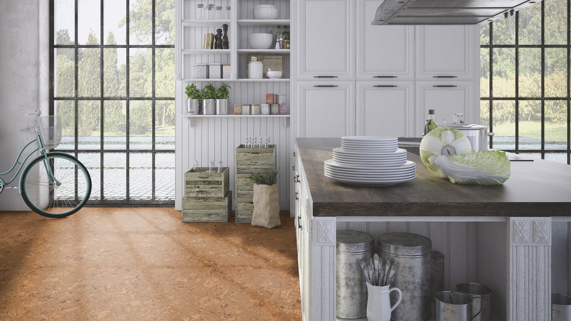 Пробковый пол замковый Wicanders Originals Dawn O849003 905×295×10,5 фото в интерьере