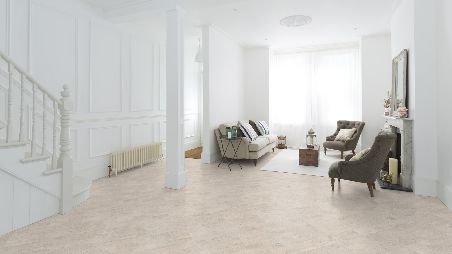 Пробковый пол замковый Wicanders Identity Moonlight I801002 905×295×10,5 фото в интерьере