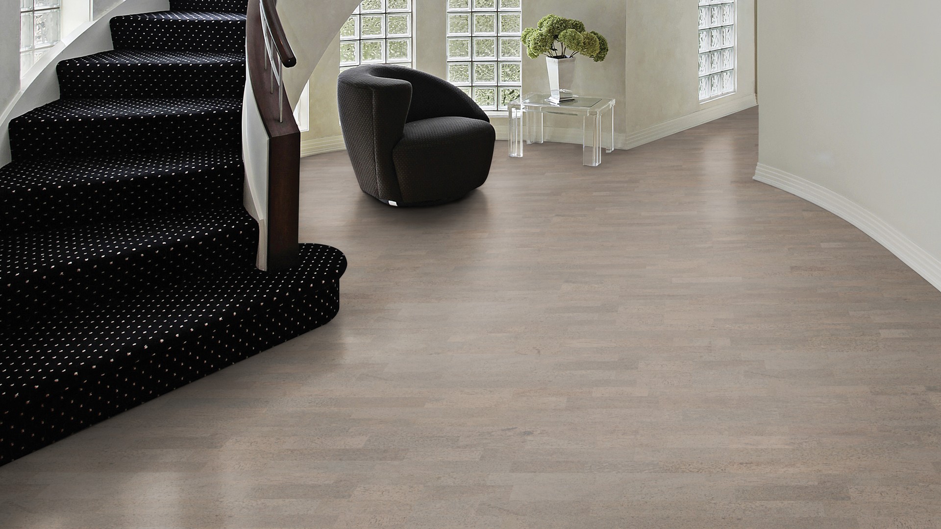 Пробковый пол замковый Wicanders Identity Silver I803002 905×295×10,5 фото в интерьере