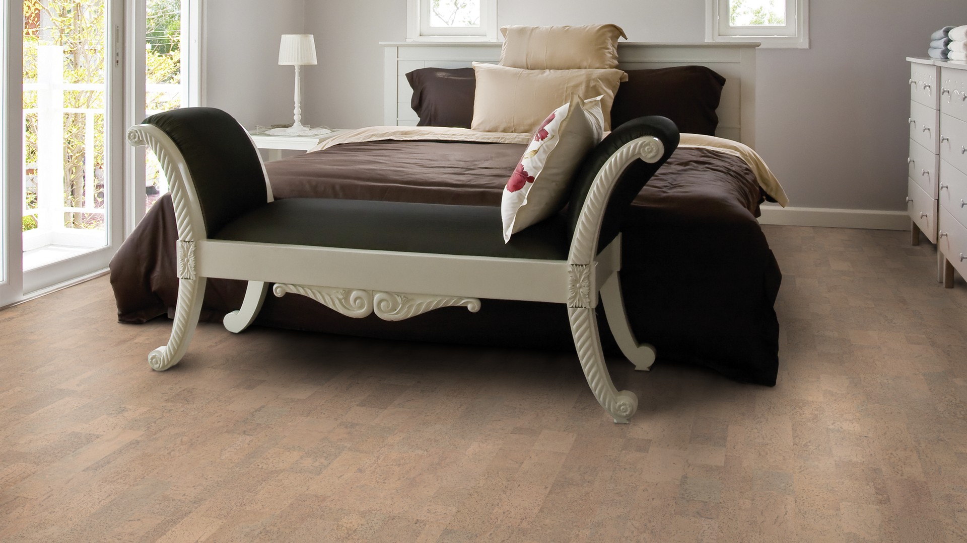 Пробковый пол замковый Wicanders Identity Champagne I805002 905×295×10,5 фото в интерьере