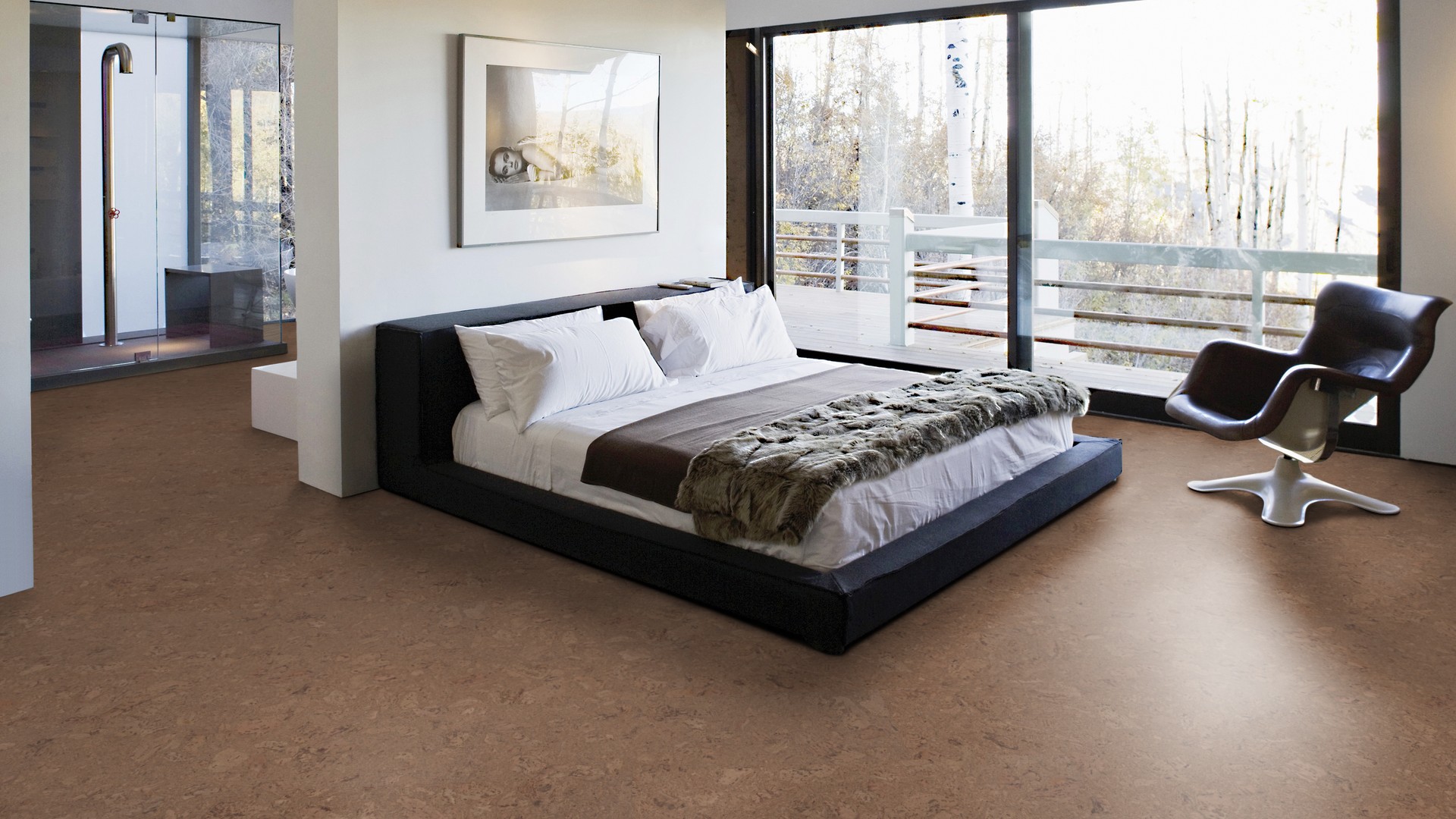 Пробковый пол замковый Wicanders Personality Tea P810002 905×295×10,5 фото в интерьере