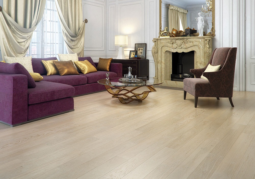 Паркетная доска Barlinek Pure дуб Snowflakes Piccolo 1092×130×14 фото в интерьере