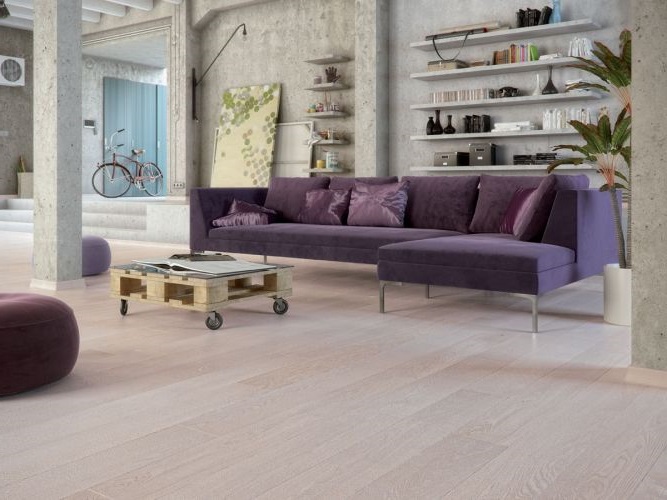 Паркетная доска Barlinek Tastes of Life дуб Marzipan Muffin Grande 2200×180×14 фото в интерьере