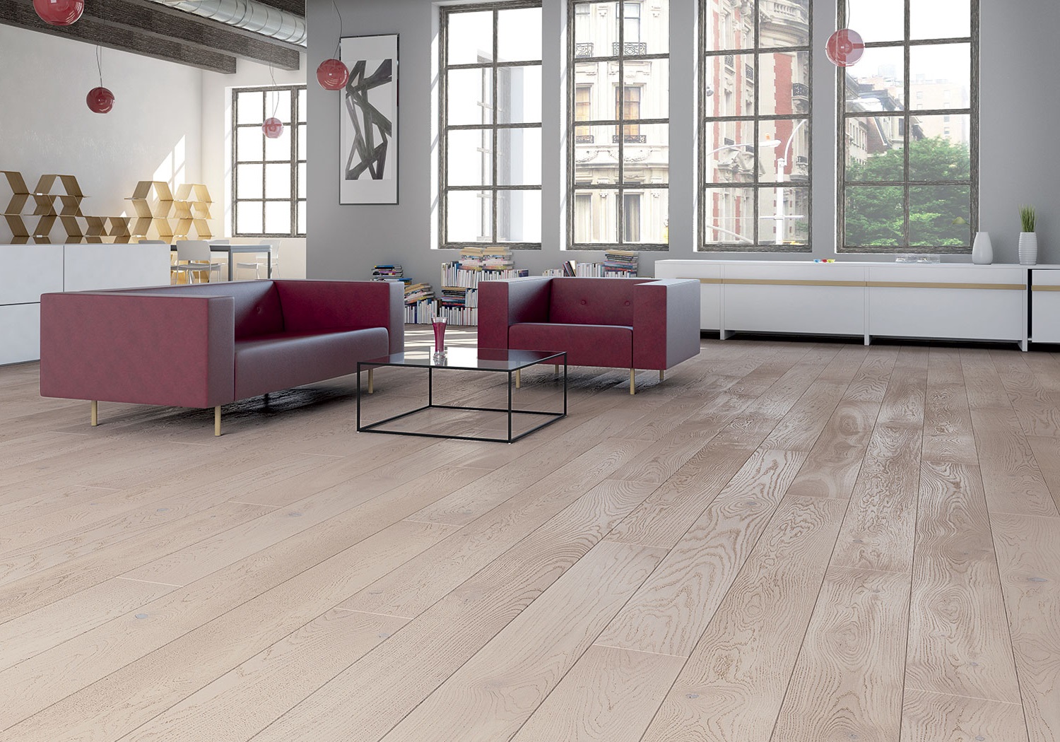 Паркетная доска Barlinek Pure дуб Biscuits Grande 2200×180×14 фото в интерьере