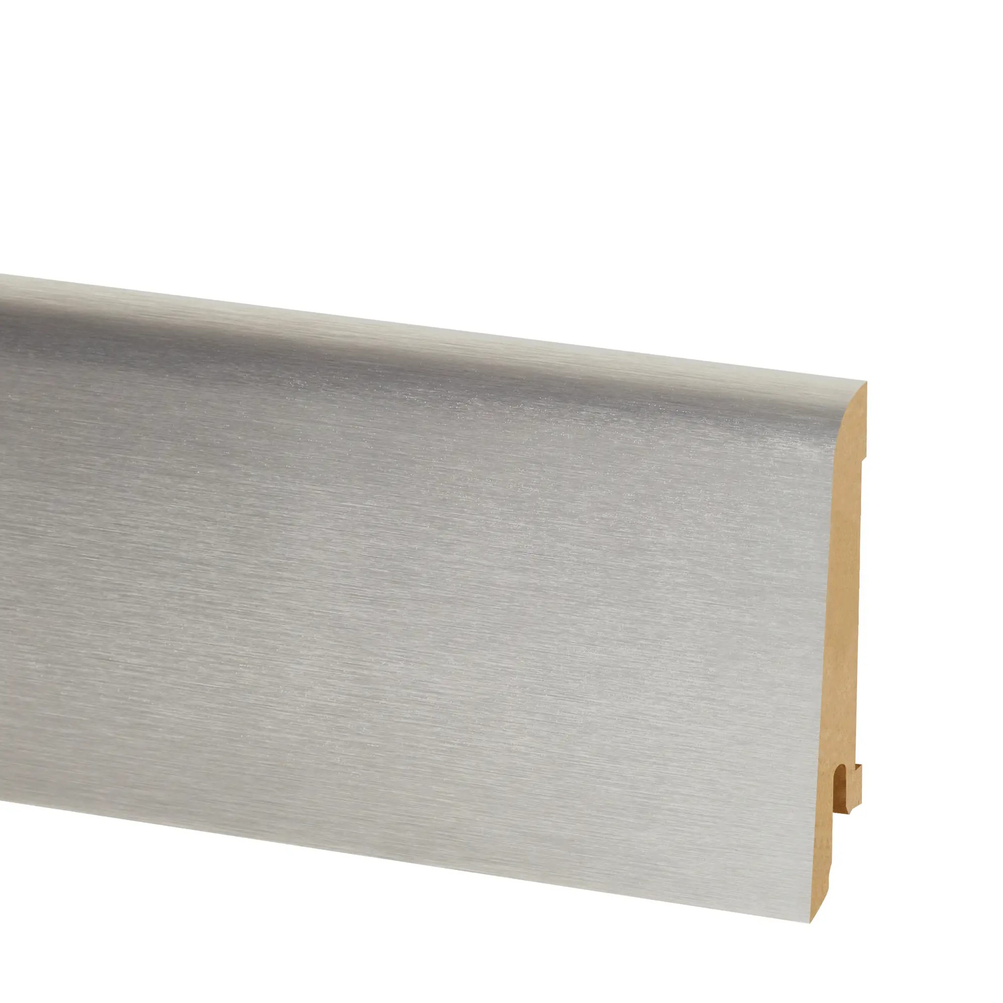 Плинтус МДФ фольгированный Pedross P1010 алюминий светлый 2500×60×15