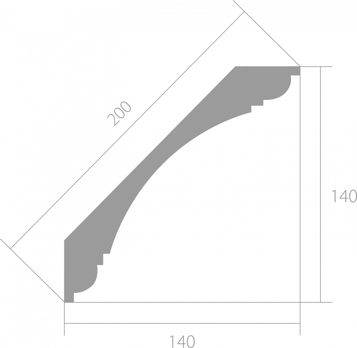 Потолочный плинтус ЛДФ под покраску Ultrawood CR 0003 2000×140×140
