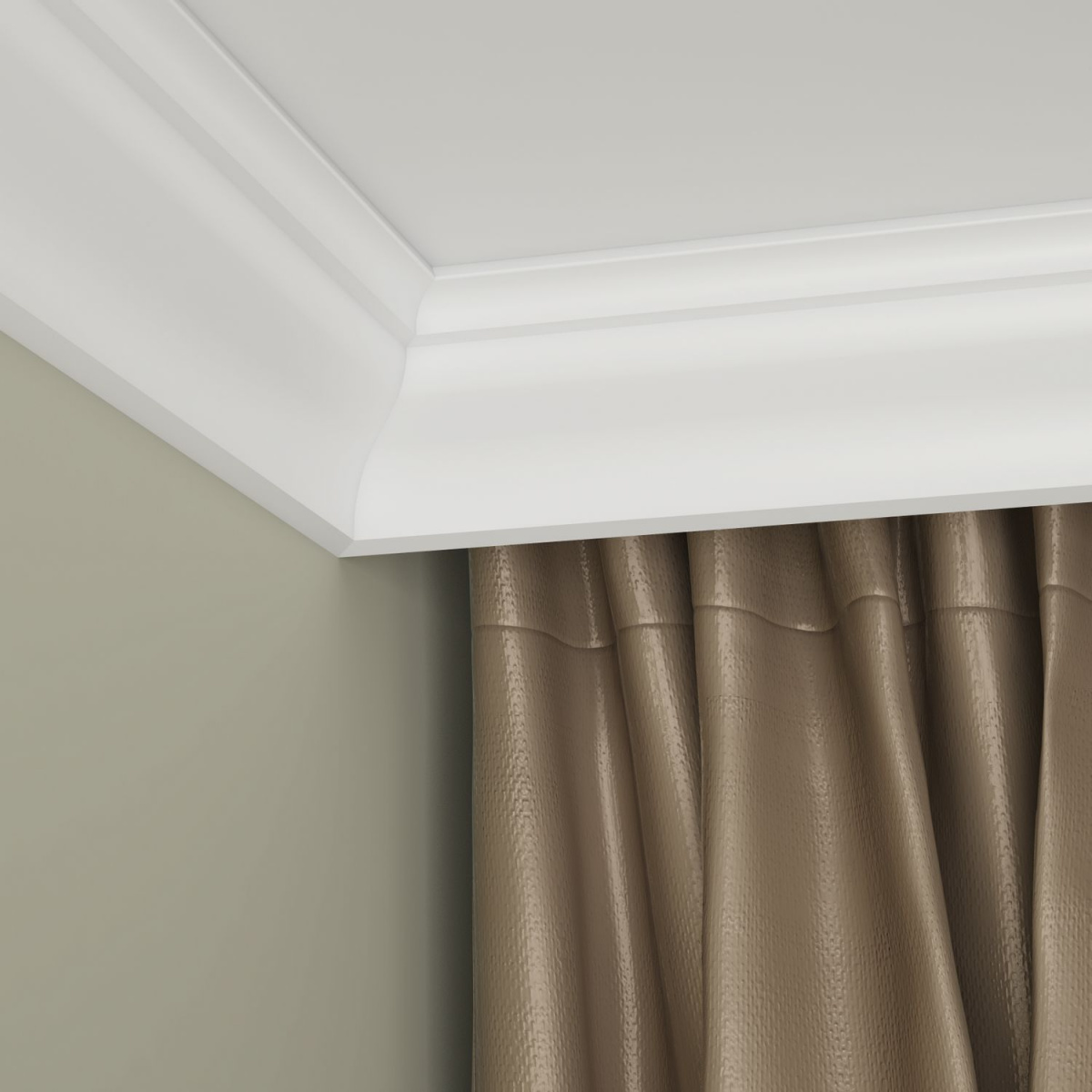 Потолочный плинтус ЛДФ под покраску Ultrawood CR 4258 с подсветкой 2440×55×40 фото в интерьере