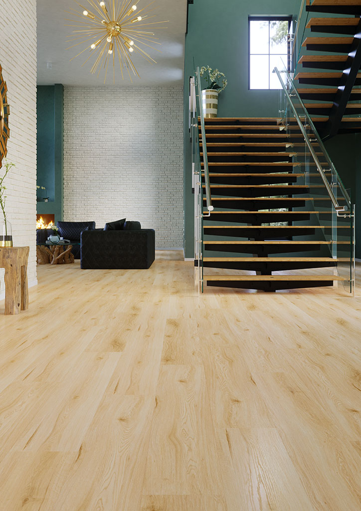 Кварцвиниловый SPC ламинат Arbiton Amaron Wood Дуб Yankee CA 153 1511×229×5 фото в интерьере