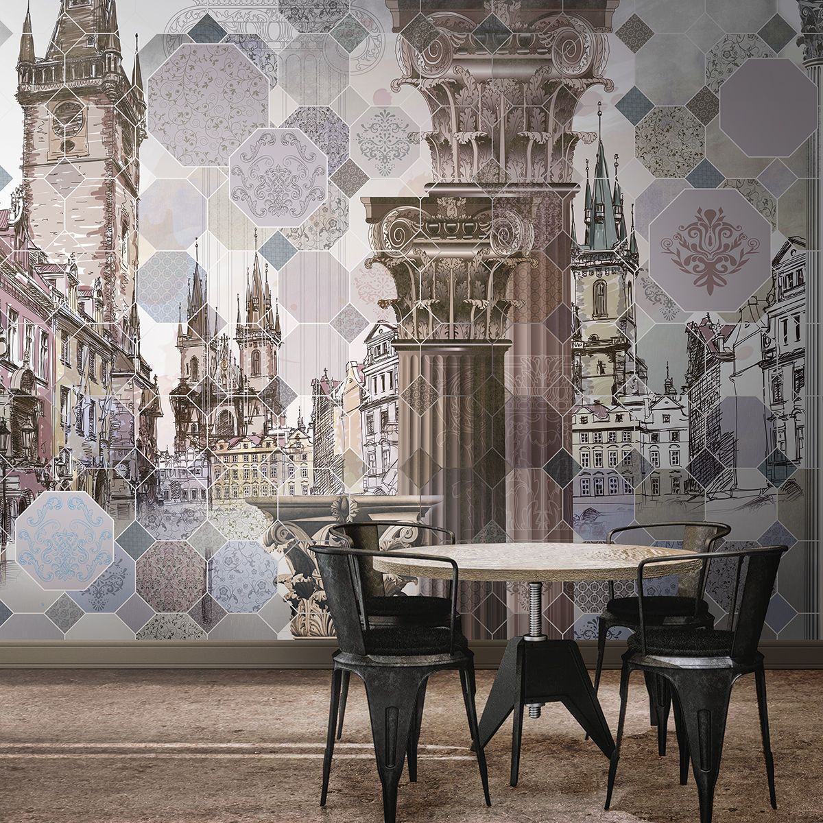 Панно Affresco Re-Space SN97-COL1 2x2,68 м фото в интерьере