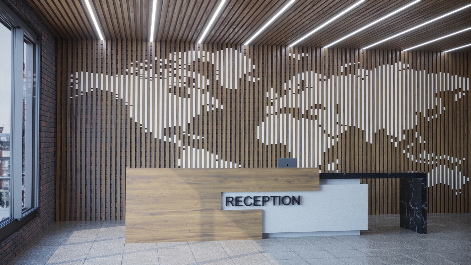 Рейка декоративная Modern Decor ламинированная 124 2750×40×22 фото в интерьере