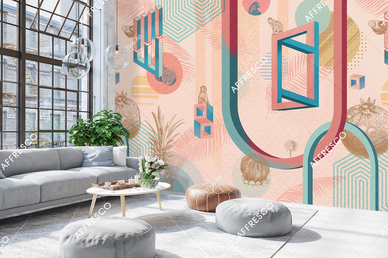 Панно Affresco Fine Art RE890-COL1 2x2,68 м фото в интерьере