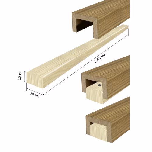 Рейка декоративная Modern Decor дуб без покрытия 3-х сторонняя 2800×40×40