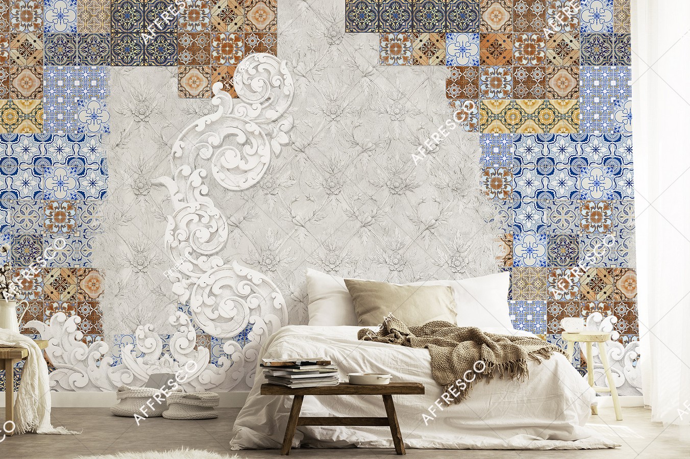 Панно Affresco Fine Art RE876-COL1 2x2,68 м фото в интерьере