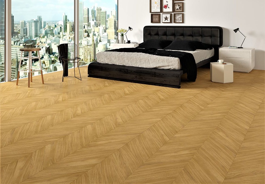 Инженерная доска Gran Parte Дуб Примо Primo 002 элит французская елка 460×110×15 фото в интерьере