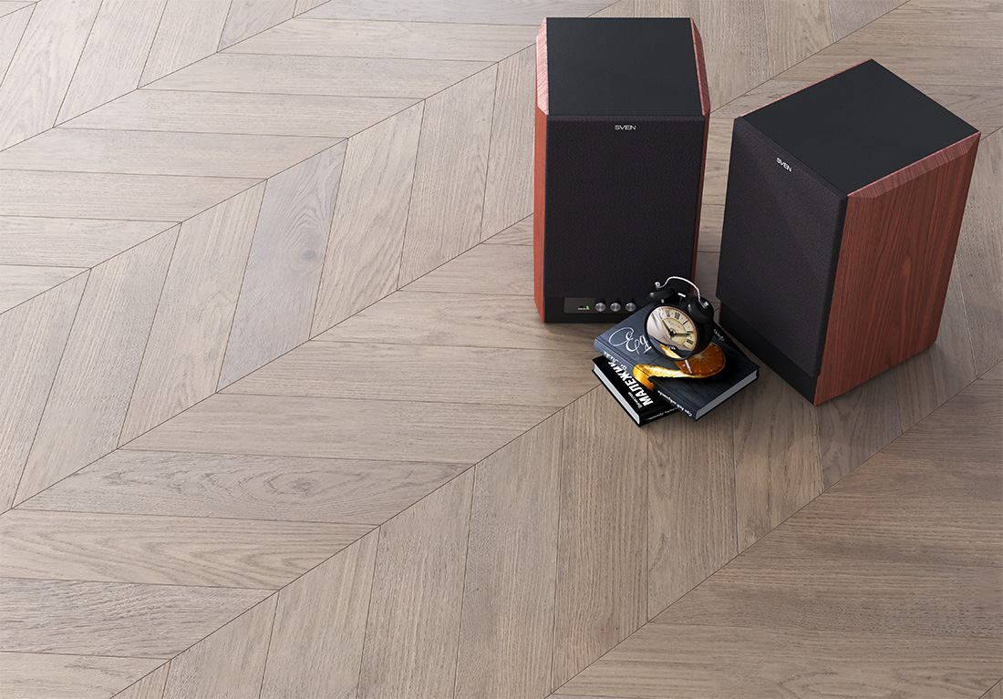 Инженерная доска Gran Parte Дуб Капучино Capuccino 003 прайм-селект французская елка 460×110×15 фото в интерьере