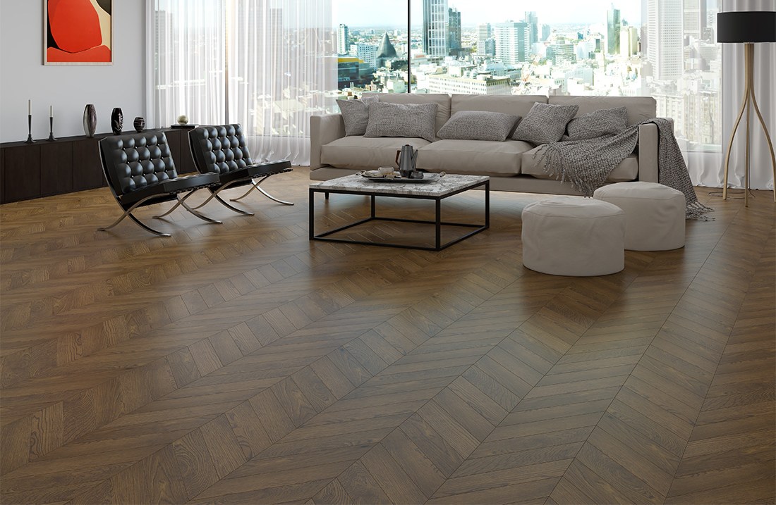 Инженерная доска Gran Parte Дуб Пинолли Pinolli 006 прайм-селект французская елка 460×110×15 фото в интерьере