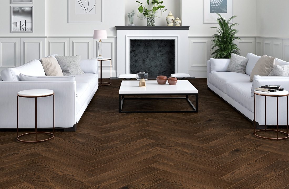 Инженерная доска Gran Parte Дуб Робуста Robusta 010 натур-классик венгерская елка 600×150×15 фото в интерьере