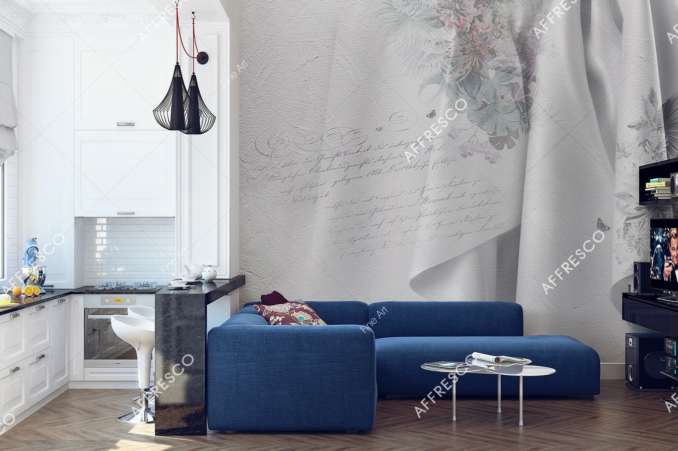 Панно Affresco Fine Art RE904-COL1 2x2,68 м фото в интерьере