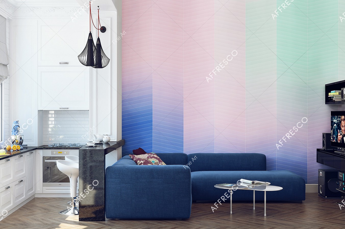 Панно Affresco Fine Art RE802-COL1 2x2,68 м фото в интерьере