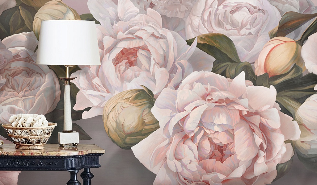 Панно Affresco Wallpaper Part 1 Peonies AB48-COL5 2x2,68 м фото в интерьере