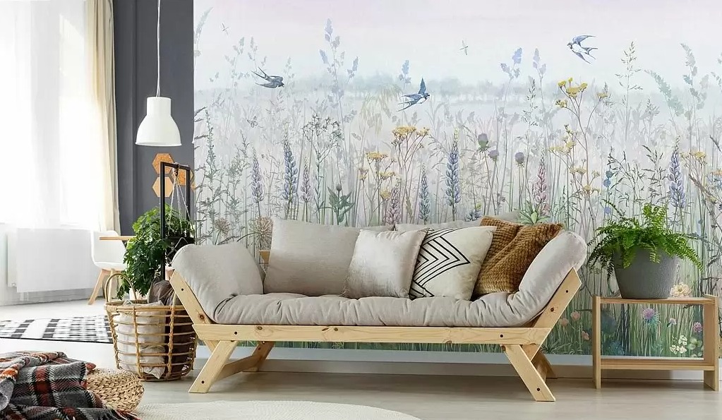 Панно Affresco Wallpaper Part 1 Flower Field JV41-COL3 2x2,01 м фото в интерьере