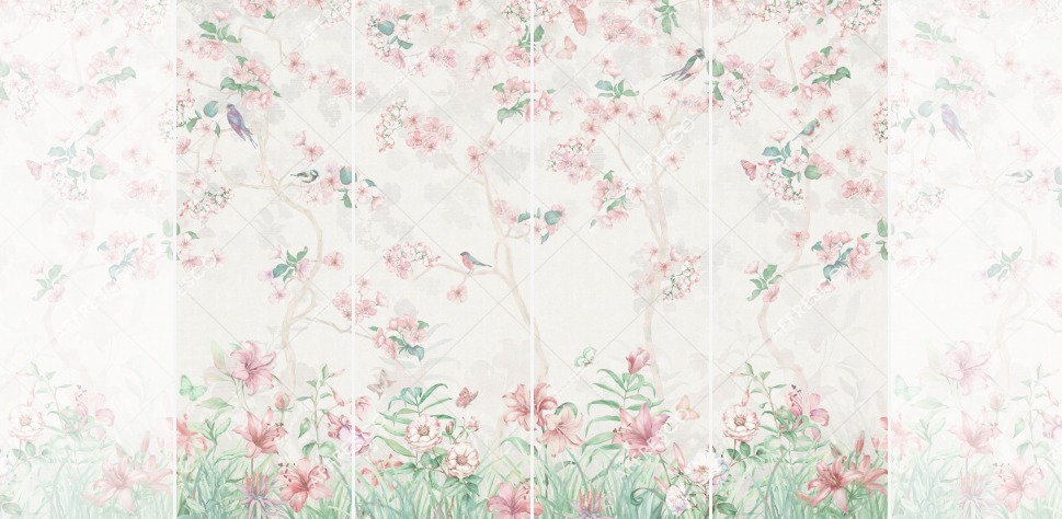 Панно Affresco Wallpaper Part 1 Floral Melody AB50-COL4 2x2,68 м