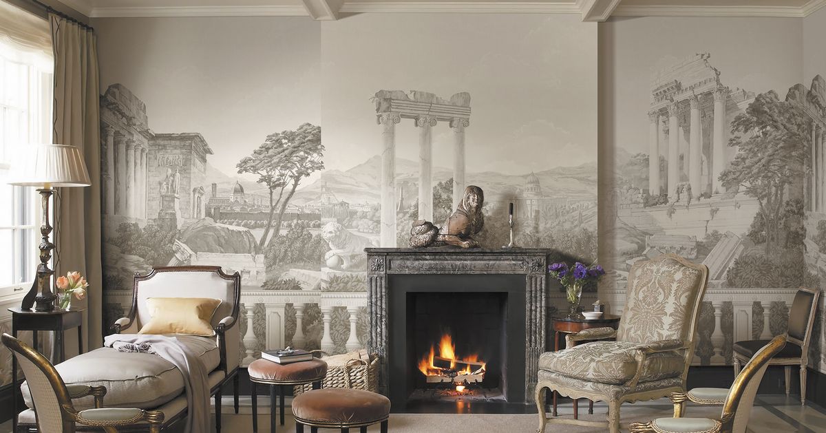 Панно Affresco Wallpaper Part 1 Antique Landscape AF740-COL3 2,4x4,6 м фото в интерьере