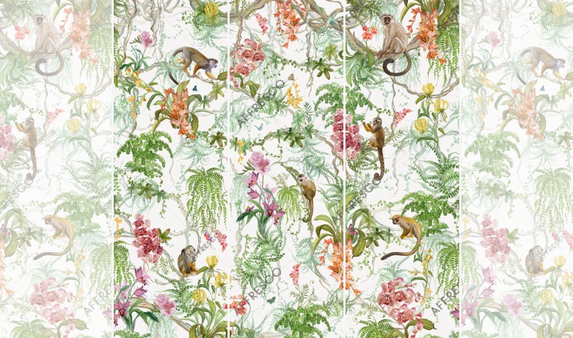 Панно Affresco Wallpaper Part 1 Monkeys AF959-COL2 2x2,01 м