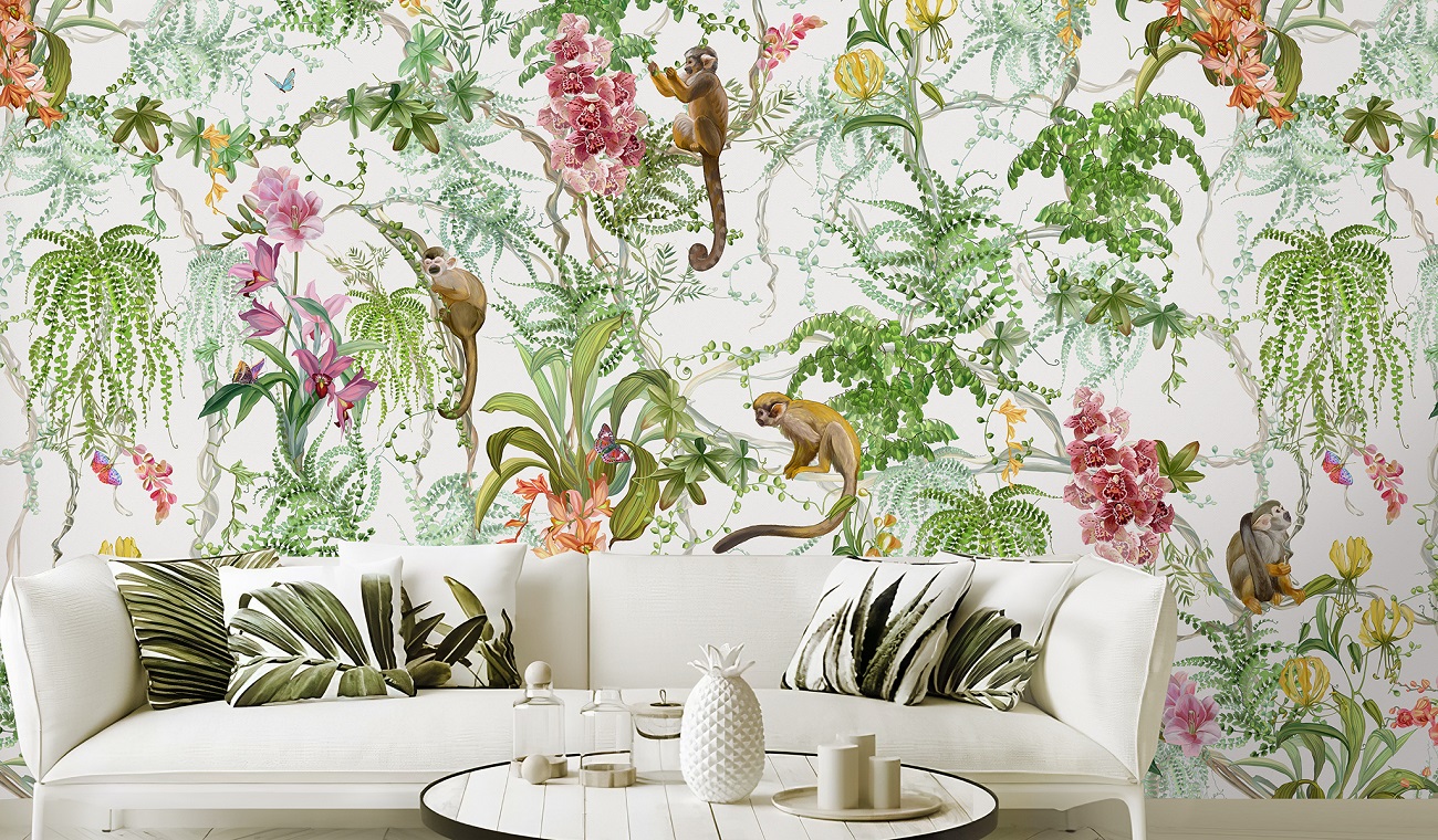 Панно Affresco Wallpaper Part 1 Monkeys AF959-COL2 2x2,01 м фото в интерьере