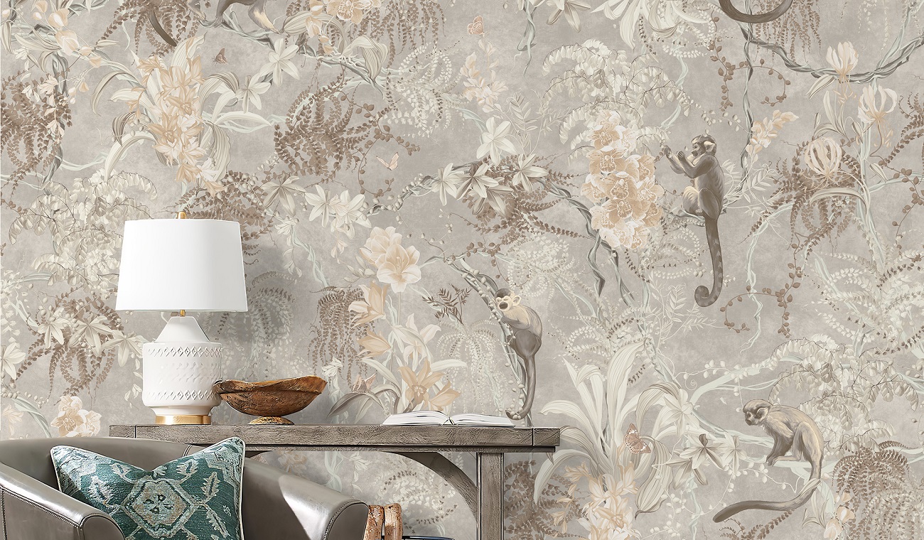 Панно Affresco Wallpaper Part 1 Monkeys AF959-COL3 2x2,01 м фото в интерьере