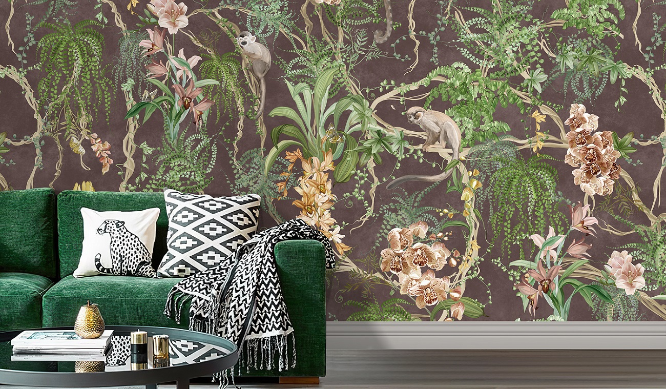 Панно Affresco Wallpaper Part 1 Monkeys AF959-COL4 2x2,01 м фото в интерьере