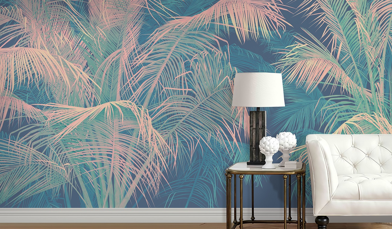 Панно Affresco Wallpaper Part 1 Tropical Branches AF950-COL2 2x2,68 м фото в интерьере