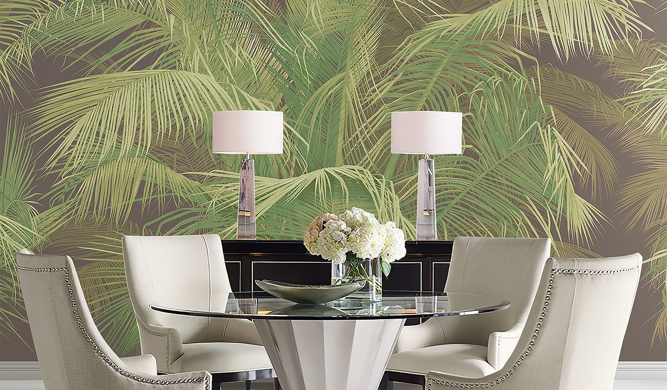 Панно Affresco Wallpaper Part 1 Tropical Branches AF950-COL4 2x2,68 м фото в интерьере
