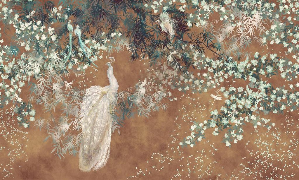 Панно Affresco Wallpaper Part 1 White Birds AB124-COL2 2x3,35 м