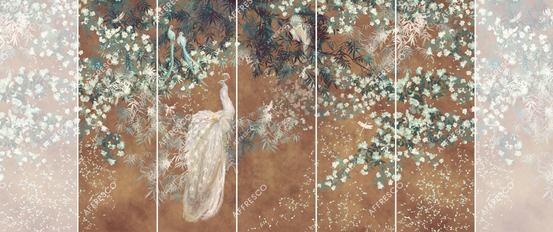 Панно Affresco Wallpaper Part 1 White Birds AB124-COL2 2x3,35 м