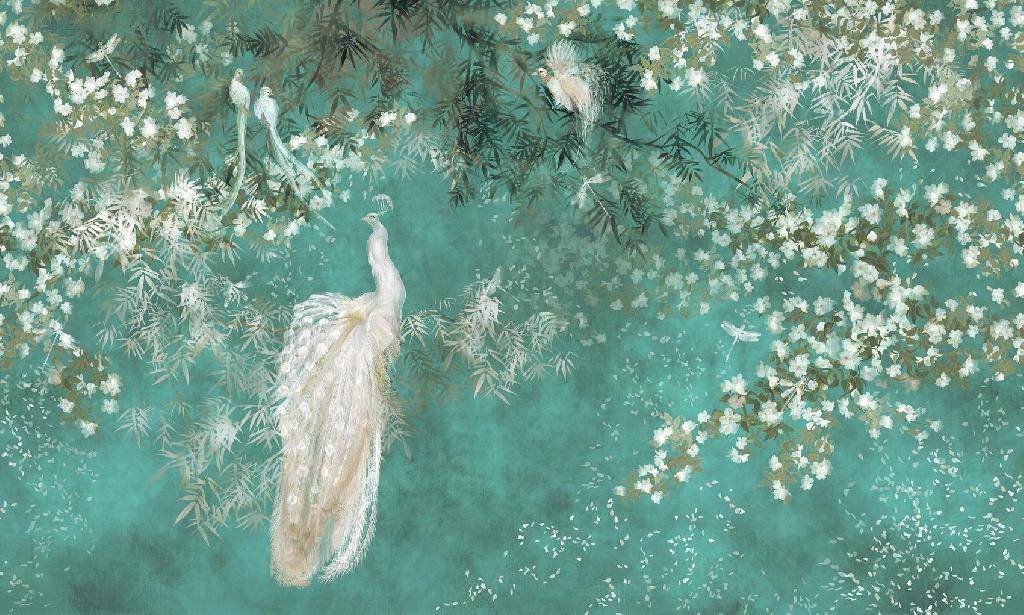 Панно Affresco Wallpaper Part 1 White Birds AB124-COL4 2x3,35 м