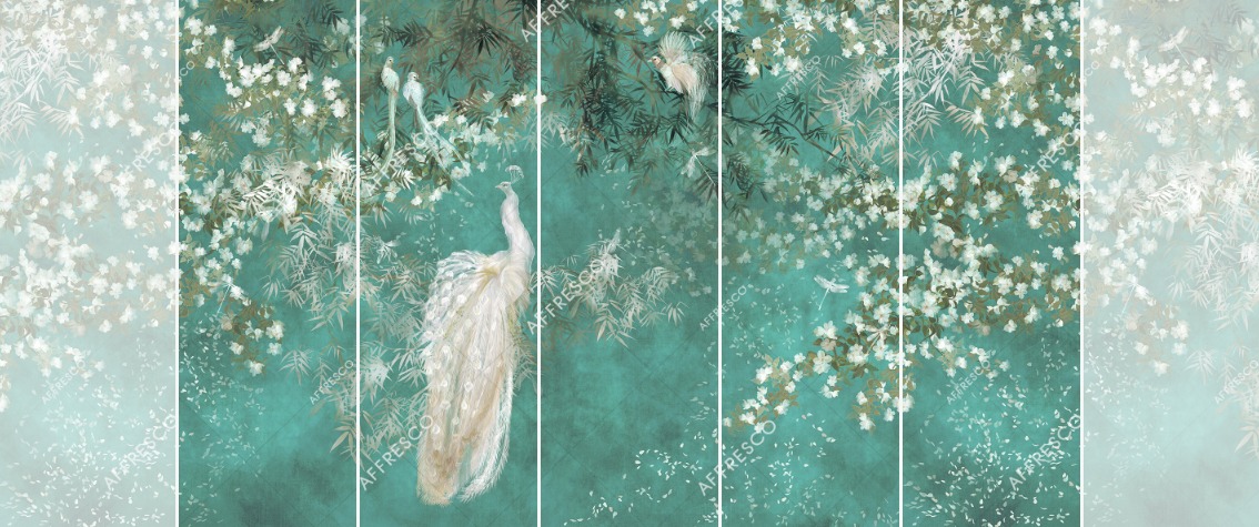 Панно Affresco Wallpaper Part 1 White Birds AB124-COL4 2x3,35 м