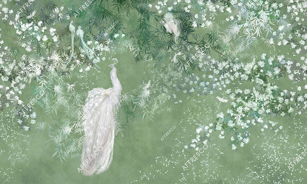 Панно Affresco Wallpaper Part 1 White Birds AB124-COL6 2x3,35 м