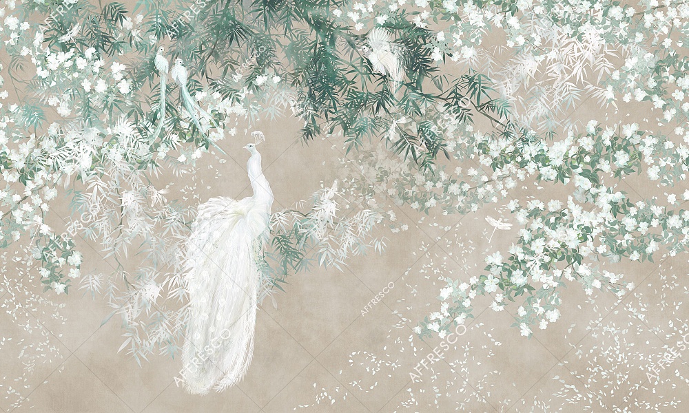 Панно Affresco Wallpaper Part 1 White Birds AB124-COL7 2x3,35 м