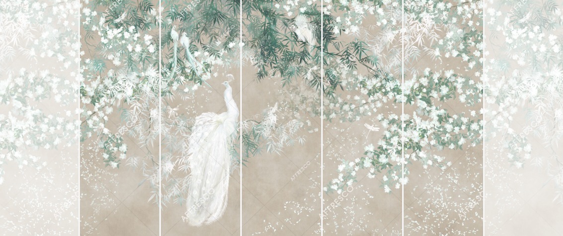 Панно Affresco Wallpaper Part 1 White Birds AB124-COL7 2x3,35 м