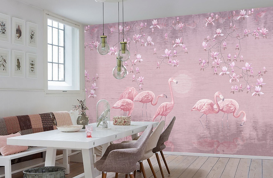 Панно Affresco Wallpaper Part 1 Flamingo AB134-COL5 2x2,68 м фото в интерьере
