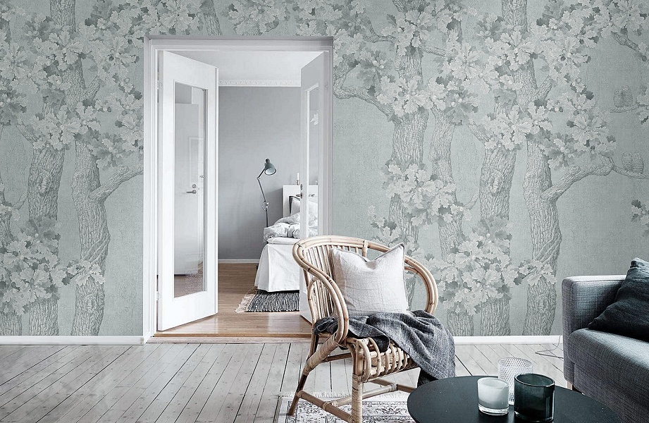 Панно Affresco Wallpaper Part 1 Oaks and Owls AB126-COL3 2x2,68 м фото в интерьере