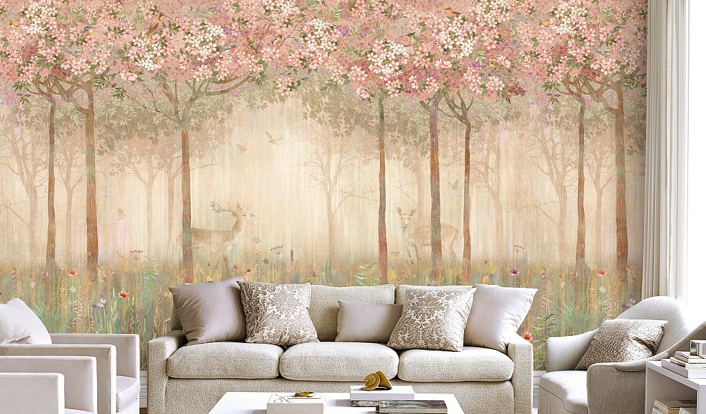 Панно Affresco Wallpaper Part 2 Spring Forest AB49-COL3 2x2,68 м фото в интерьере