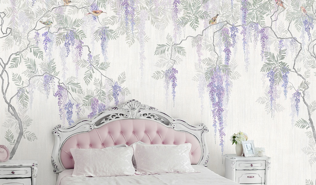 Панно Affresco Wallpaper Part 2 Wisteria in Bloom AB53-COL1 2x2,68 м фото в интерьере