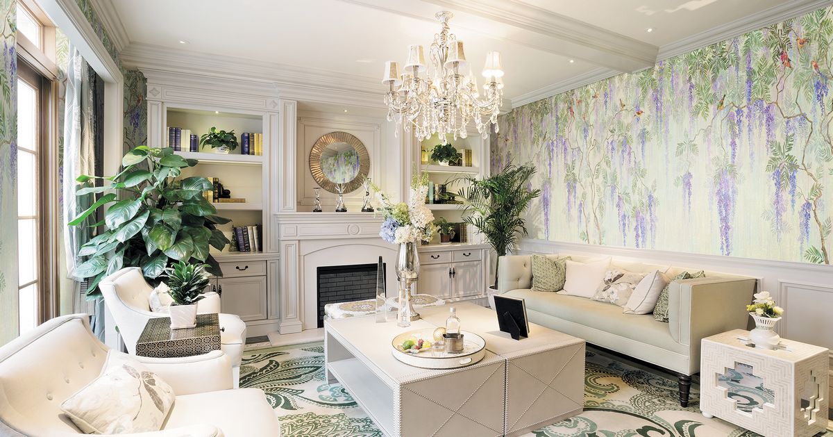 Панно Affresco Wallpaper Part 2 Wisteria in Bloom AB53-COL3 2x2,68 м фото в интерьере