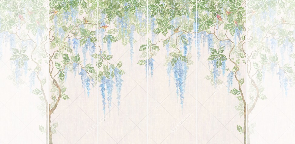 Панно Affresco Wallpaper Part 2 Wisteria in Bloom AB53-COL4 2x2,68 м