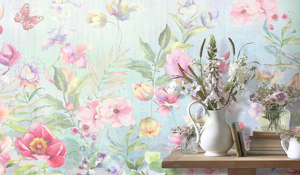 Панно Affresco Wallpaper Part 2 Watercolor Flowers AB54-COL2 2x2,68 м фото в интерьере