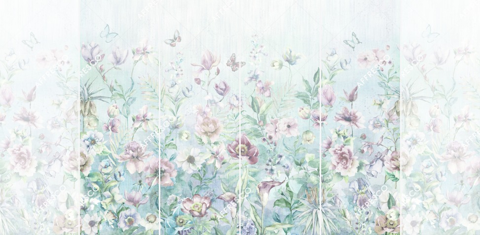 Панно Affresco Wallpaper Part 2 Watercolor Flowers AB54-COL3 2x2,68 м