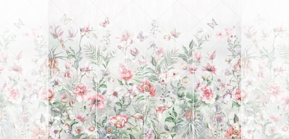 Панно Affresco Wallpaper Part 2 Watercolor Flowers AB54-COL4 2x2,68 м