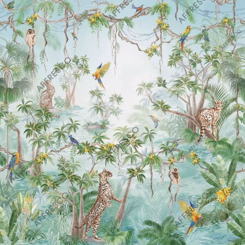 Панно Affresco Wallpaper Part 2 Wild Cats AF958-COL1 2x2,01 м